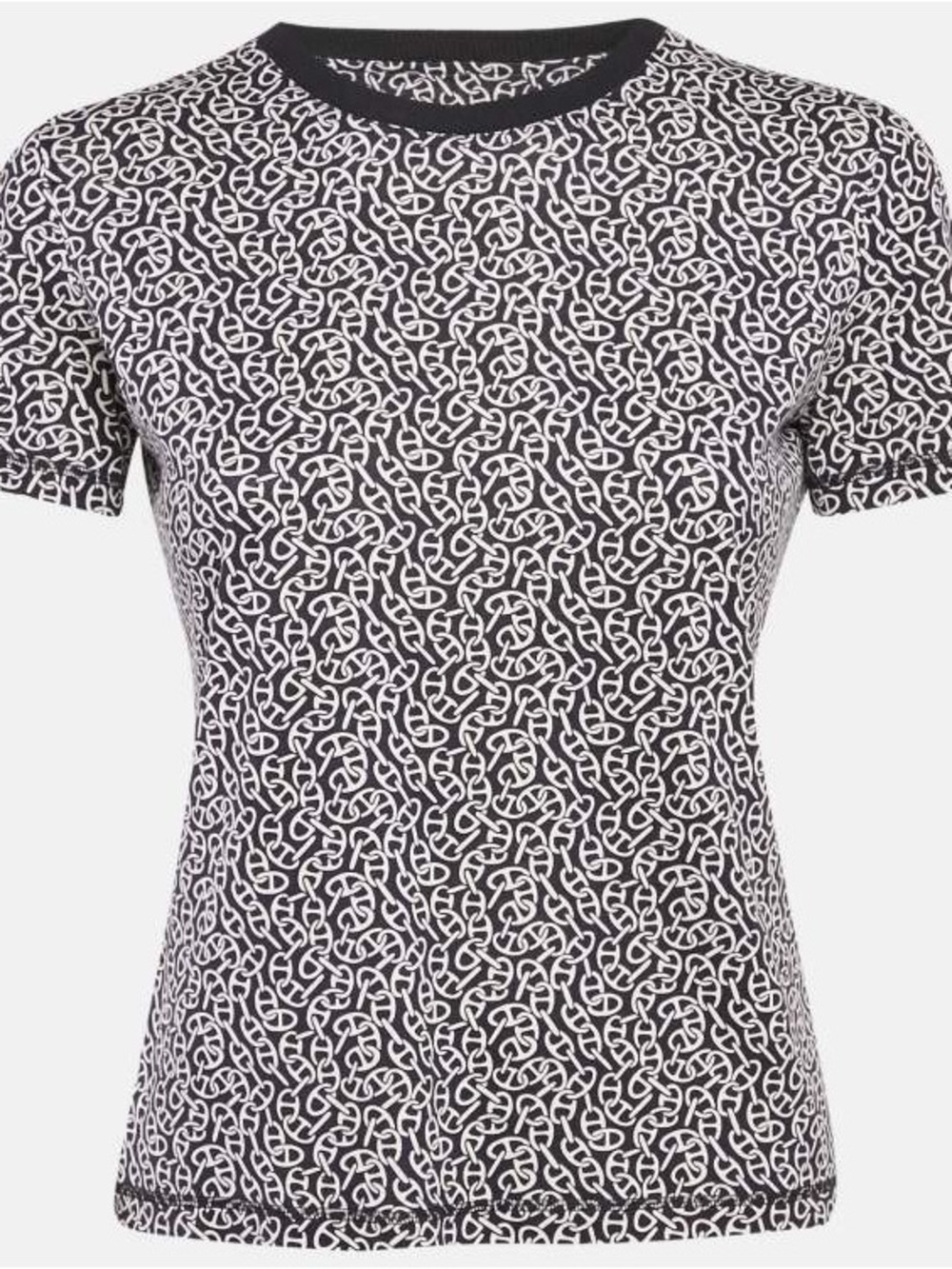 NWT Hermes Black Printed Cotton Naoussa Chaine Micro T-Shirt